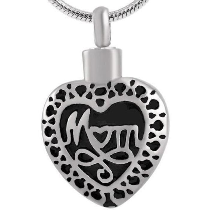 #059 Mom Heart Cremation Necklace Pendant Jewelry Never Forget You