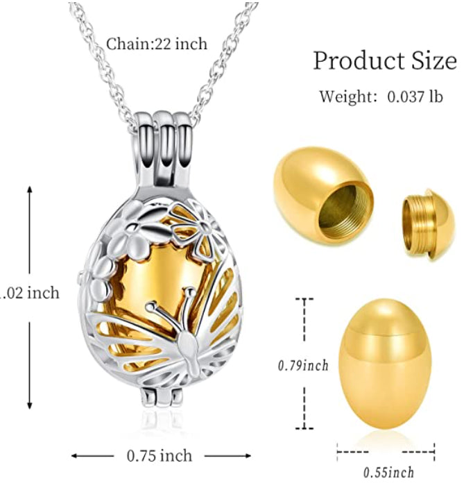 #071 Butterfly Locket Cremation Jewelry Pendant Jewelry Never Forget You