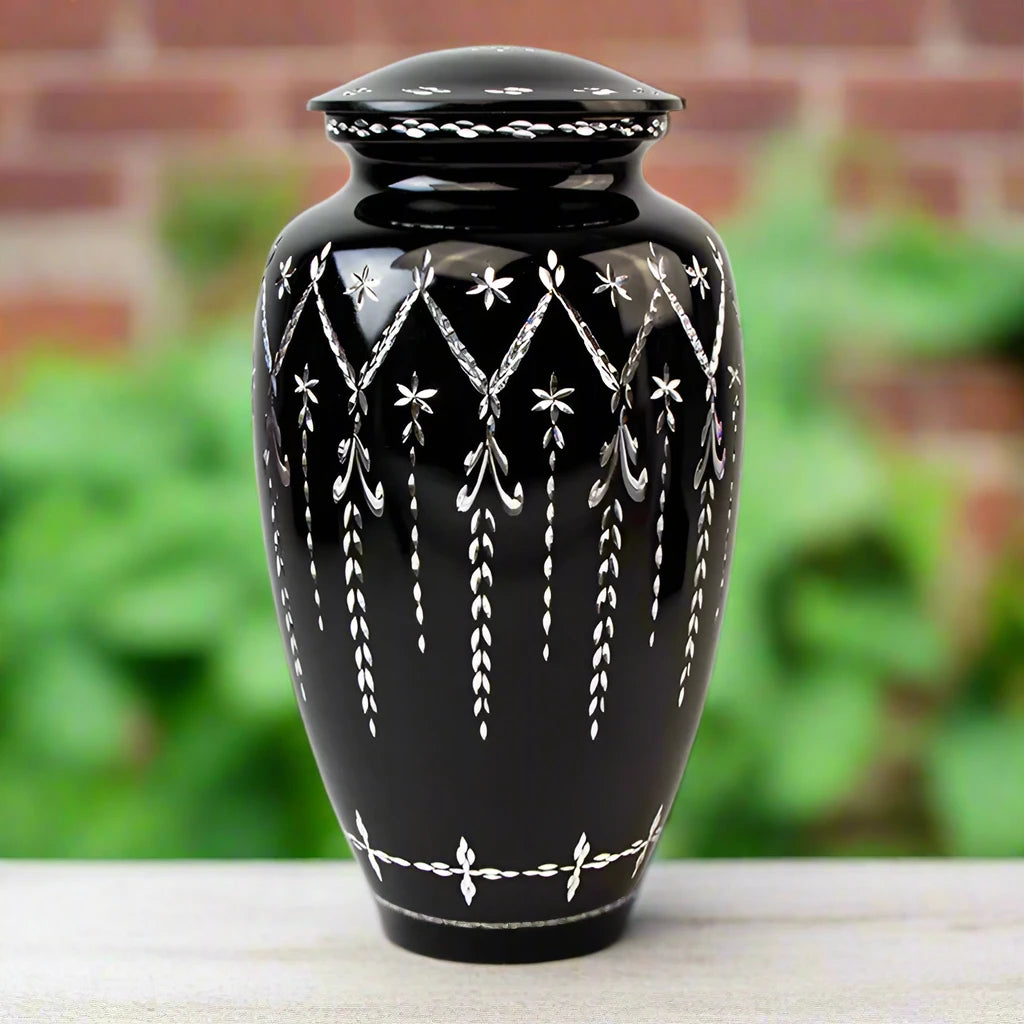 Black Diamond Etch Large Urn Full Size Urn NFY