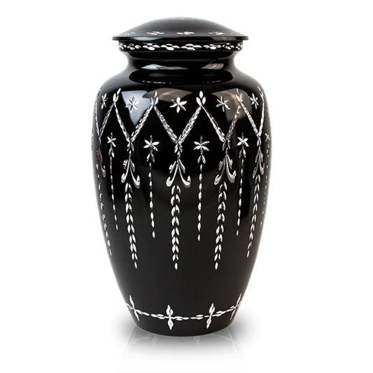 Black Diamond Etch Large Urn