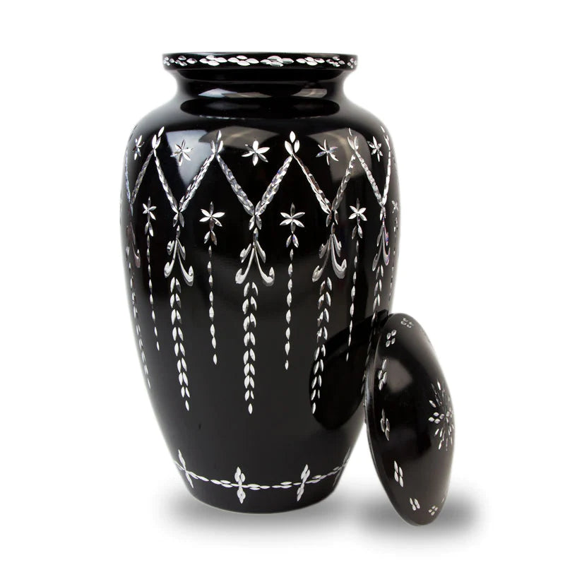 Black Diamond Etch Large Urn Full Size Urn NFY