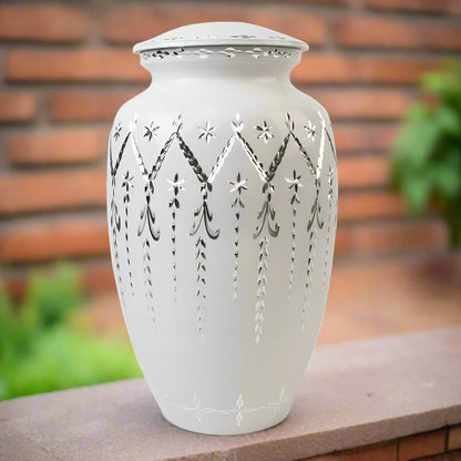 Full Size 10" white Etch Urn Full Size Urn NFY