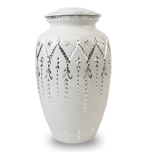 Full Size 10" white Etch Urn Full Size Urn NFY