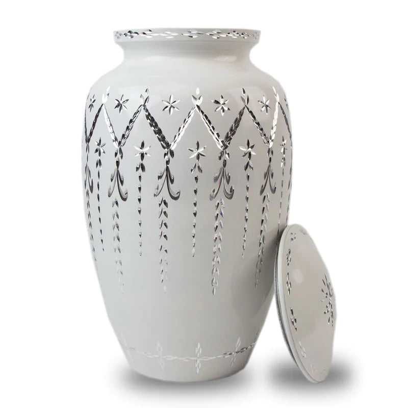 Full Size 10" white Etch Urn Full Size Urn NFY