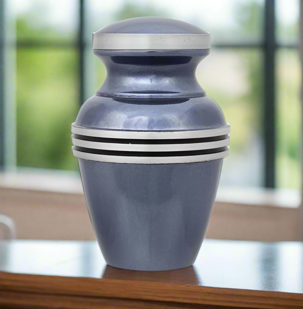 Light Blue Banded 3.5 Keepsake Urn Keepsake Urn NFY