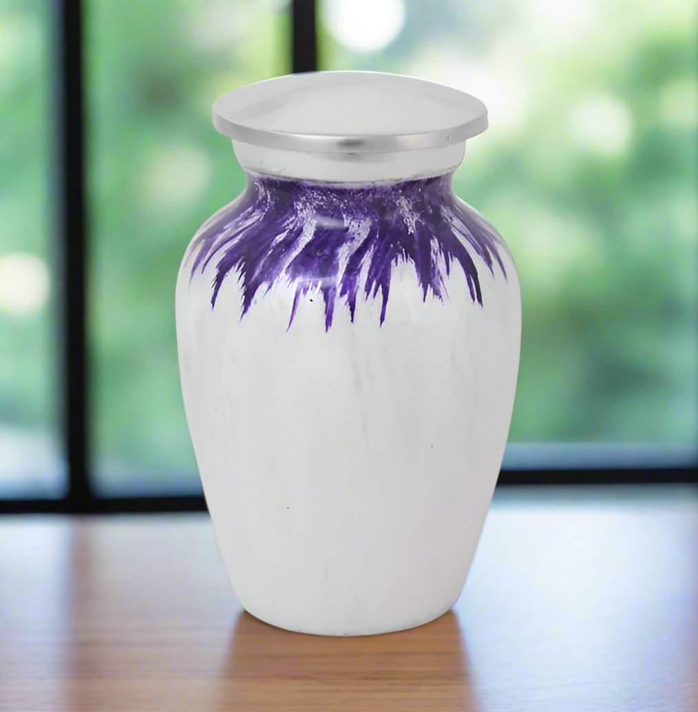 New Purple/white 3" Keepsake Size Ashes Urn Keepsake Urn NFY