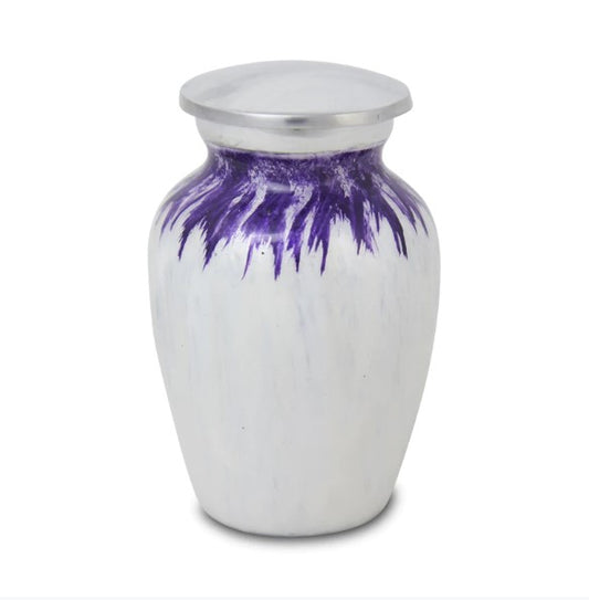 New Purple/white 3" Keepsake Size Ashes Urn