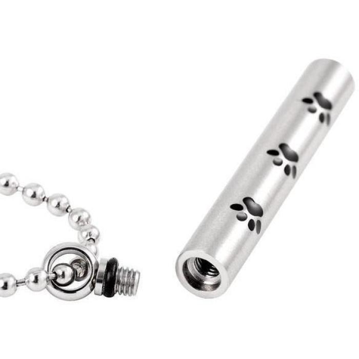 #P28 Pet 3 Paw Cylinder Ashes Necklace Pendant Jewelry Never Forget You