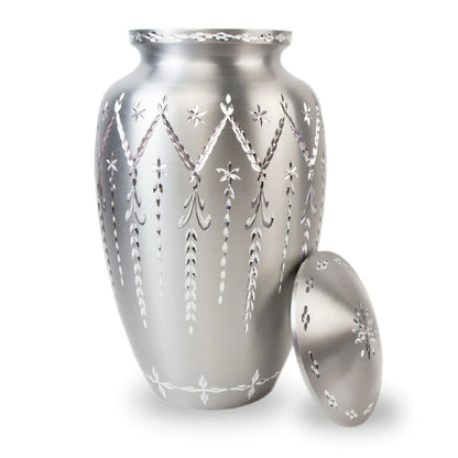 Silver Diamond Etch Large Urn - Pewter Full Size Urn NFY