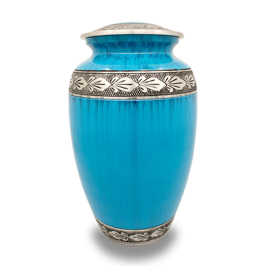 NEW Blue Turquoise Streaked 10" Full Size Ashes Urn Full Size Urn NFY