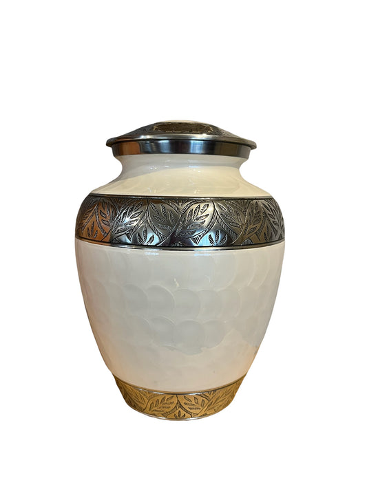 New White Banded 10" Full Size Ashes Urn Full Size Urn NFY